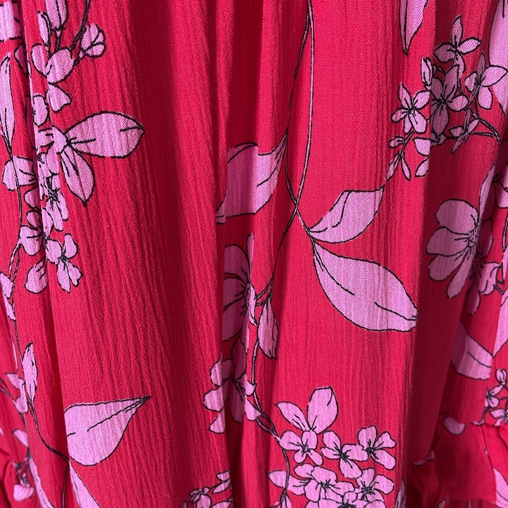 Floral Ruffle Red Dress - Picture 16 of 16